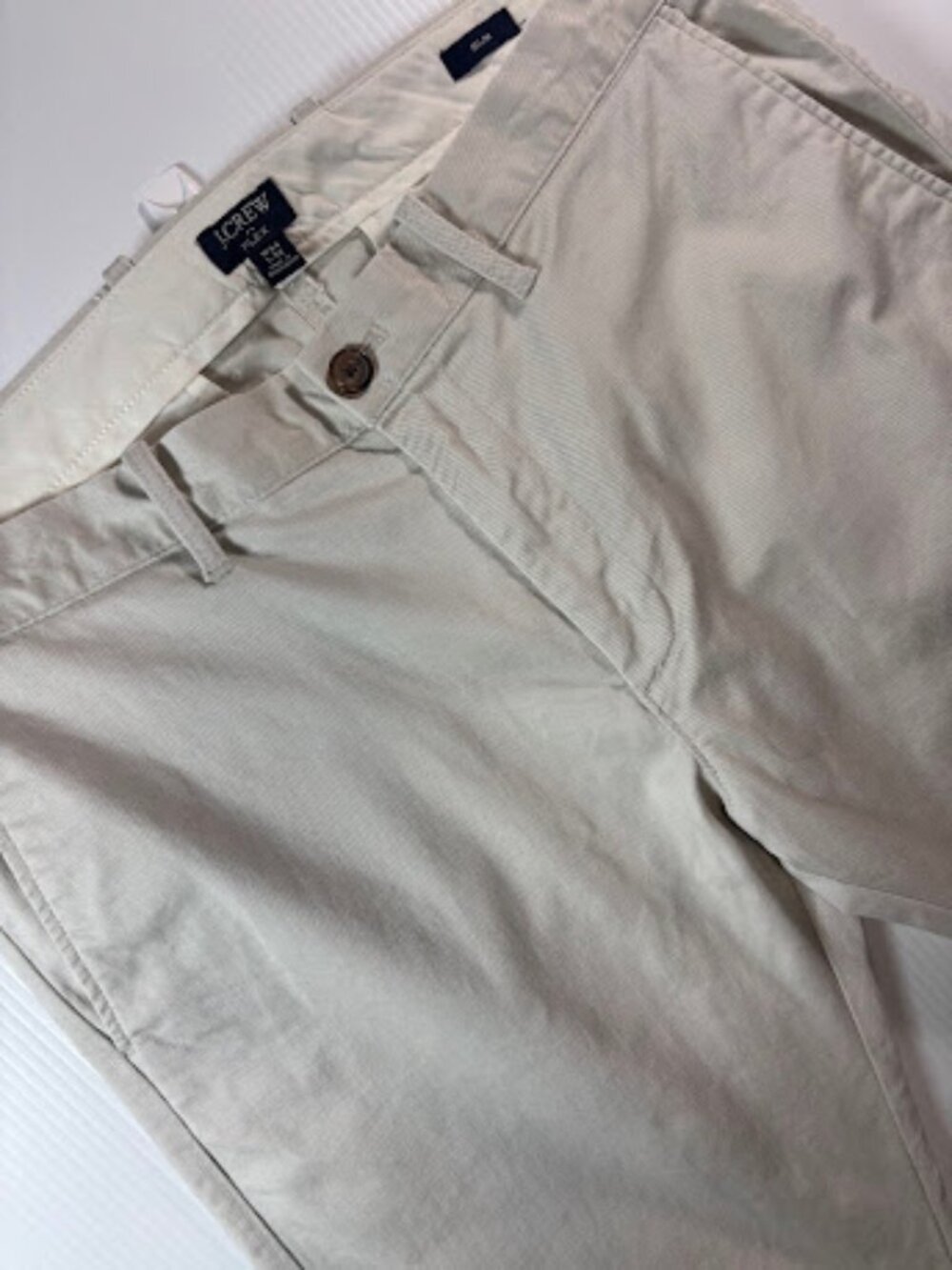 J. Crew Men’s 34x32(28.5) Flex Slim Beige Tan Khaki Chino Pants Preppy